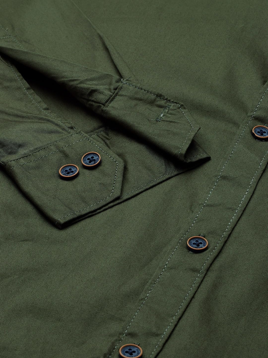 Majestic Man Classic Slim Fit Pure Cotton Casual Shirt (Medium, Olive, Men) - Image 3