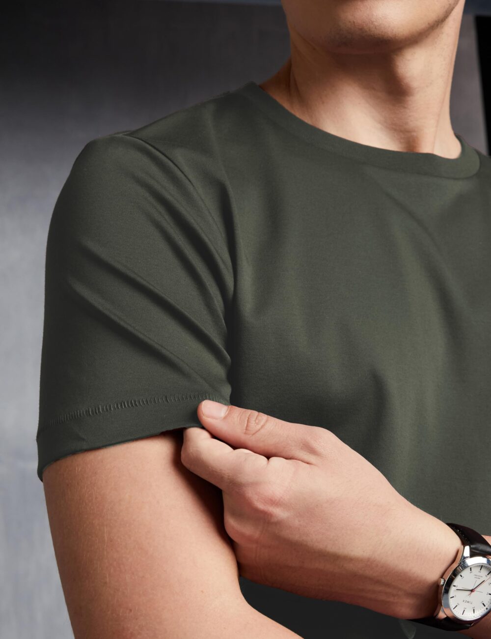 Symbol Premium Men's Cotton Super Soft Round Neck Solid T-Shirt: Regular Fit (SYP-A22-TS-01_Battle Green_M) - Image 3