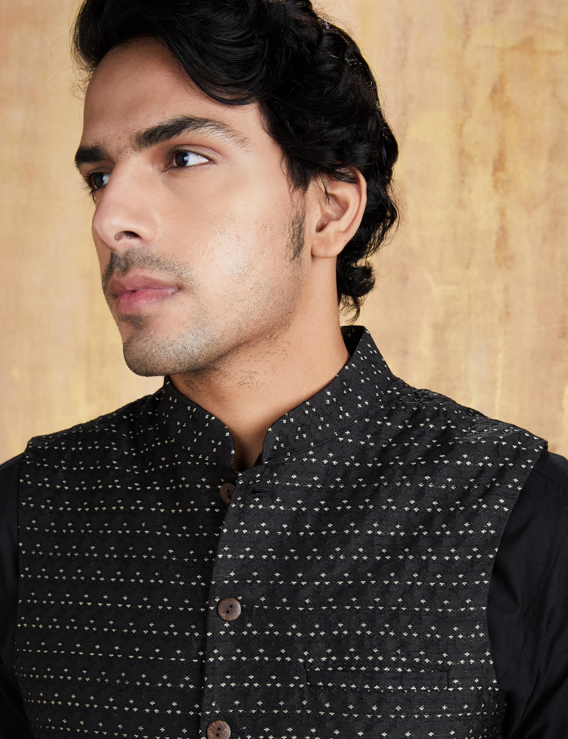 Symbol Men's Lightweight Nehru Jacket Black1 L - Image 5
