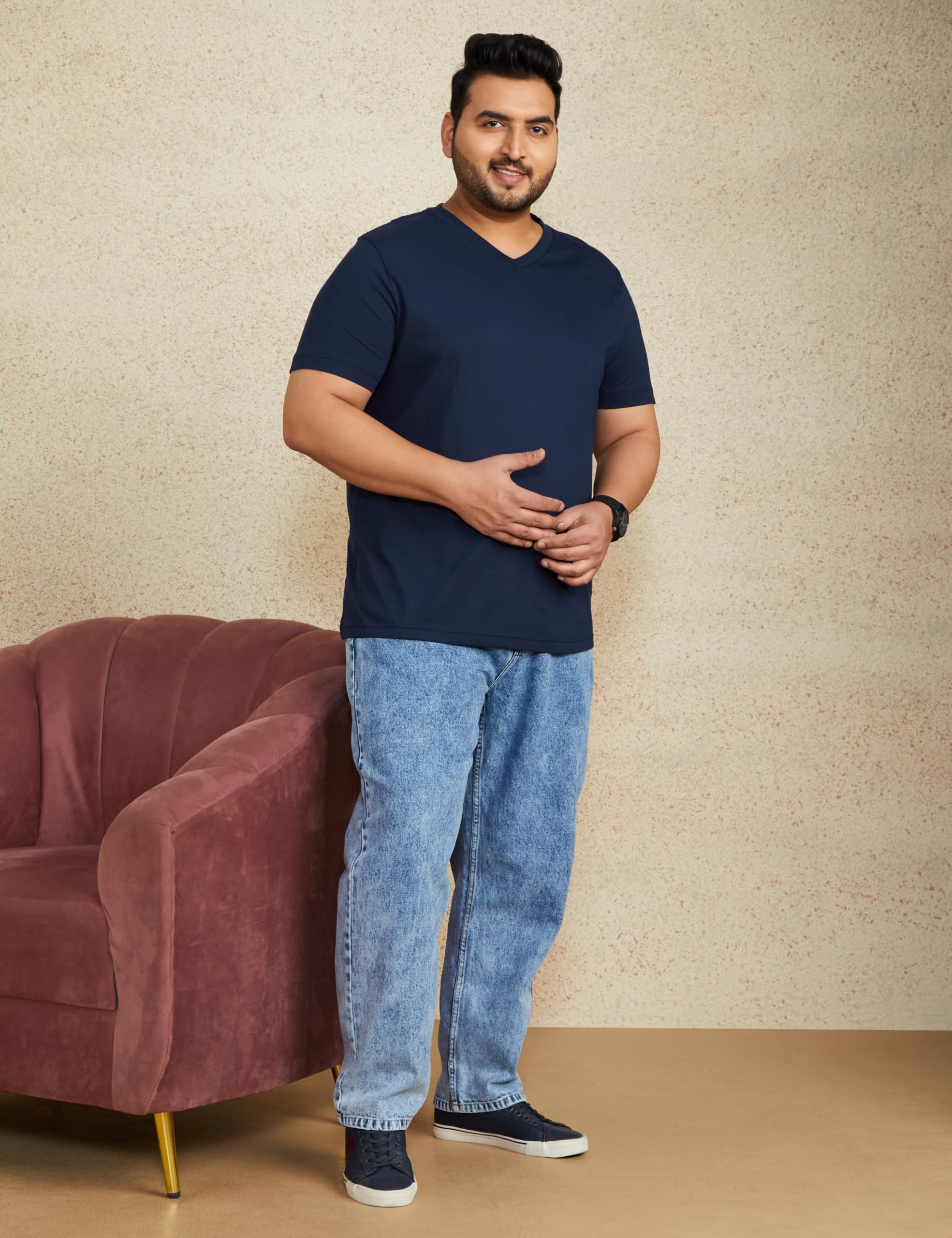 Men's Baggy Loose Fit Jeans (Sy-A23-Mna-Bgd-501_Ice-Wash_40), Blue | Rise Style: Mid Rise - Image 3