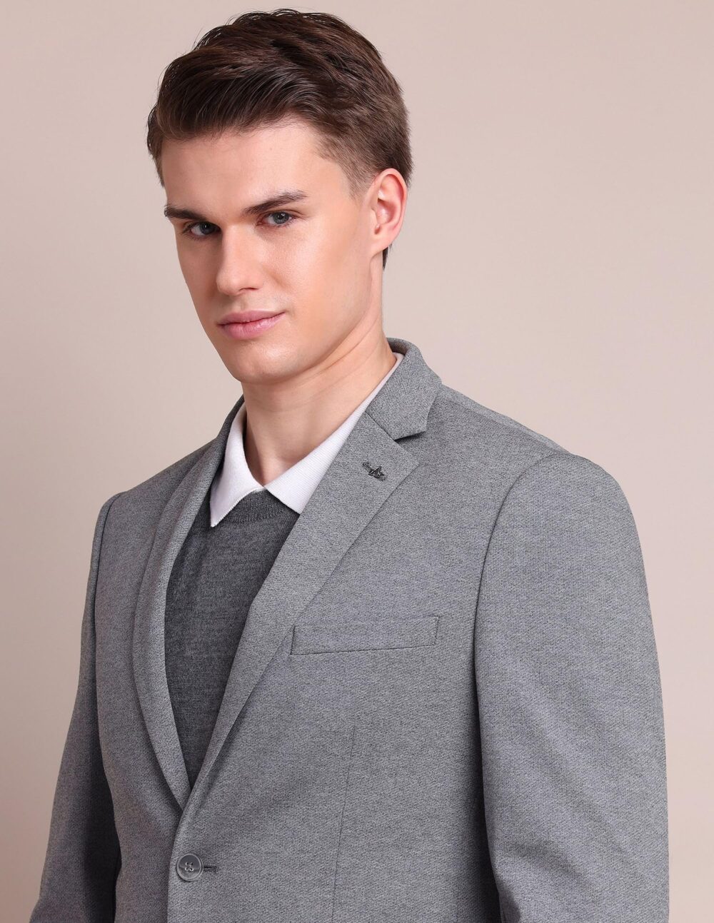 Arrow Men's Classic Casual Blazer (ARADOBZ0014_Grey - Image 3
