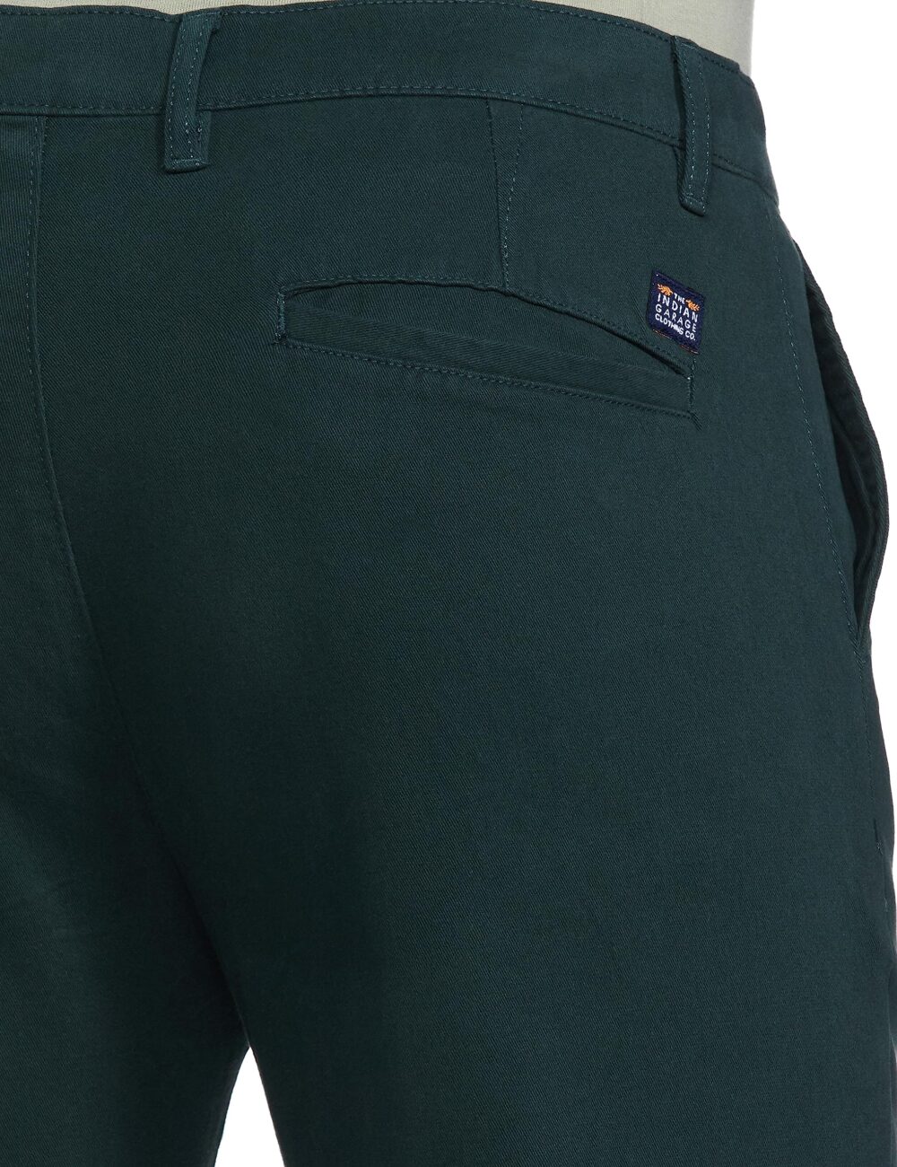 The Indian Garage Co Men Mid Rise Slim Fit Solid Mid-Rise Chinos Teal, 30 - Image 2