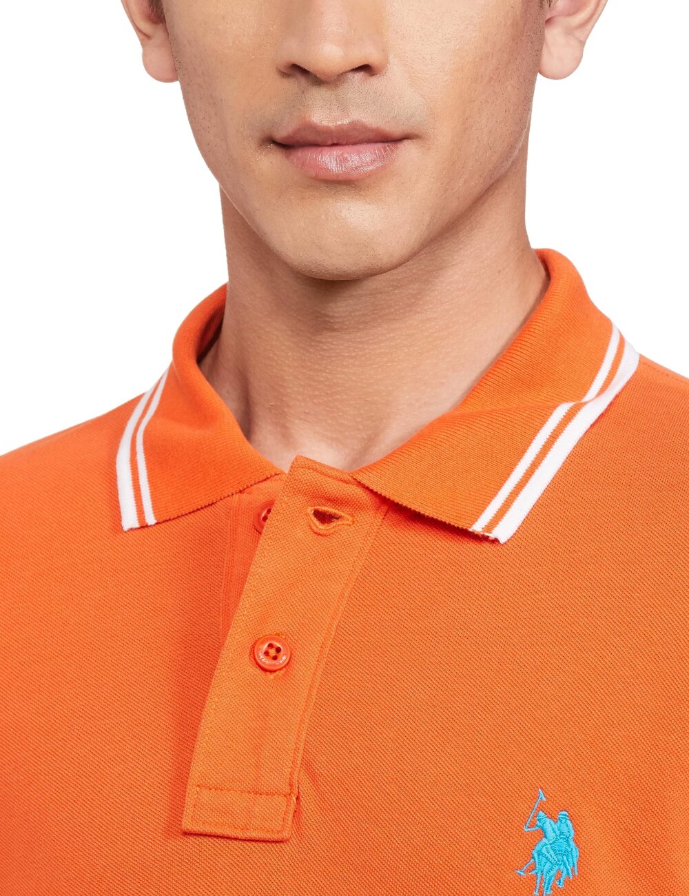 U.S. POLO ASSN. Men's Tipped Collar Pure Cotton Slim Fit Polo Shirt (USTSHS1540_Orange_Orange_XL) - Image 3