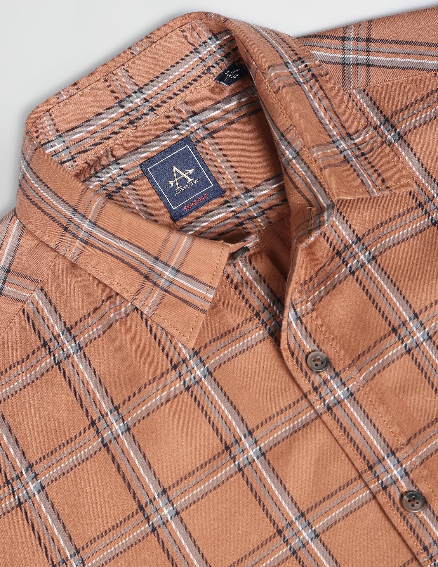 Arrow Men's Slim Fit Shirt (ASADOSH02243_Brown - Image 7