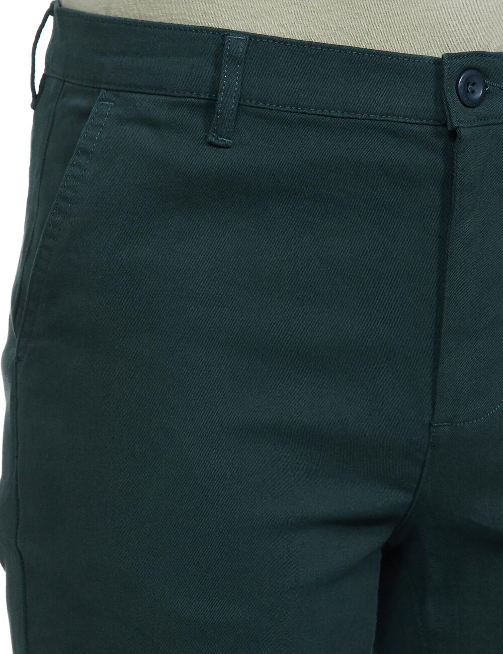 The Indian Garage Co Men Mid Rise Slim Fit Solid Mid-Rise Chinos Teal, 30 - Image 3