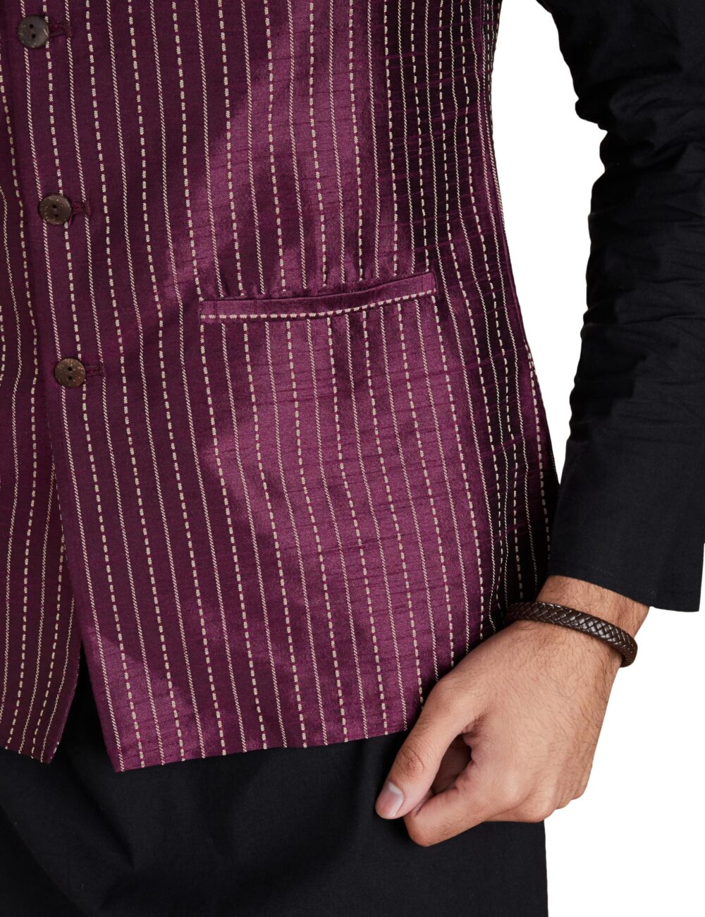 Symbol Men's Lightweight Nehru Jacket (SY-A22-MNA-JTK-06_Maroon_2XL) - Image 3