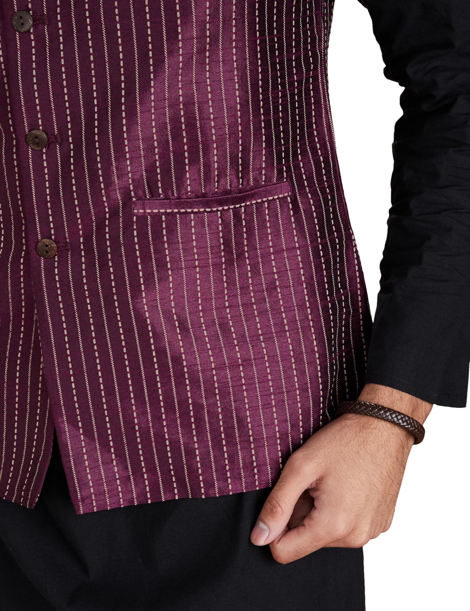 Symbol Men's Lightweight Nehru Jacket (SY-A22-MNA-JTK-06_Maroon_2XL) - Image 3
