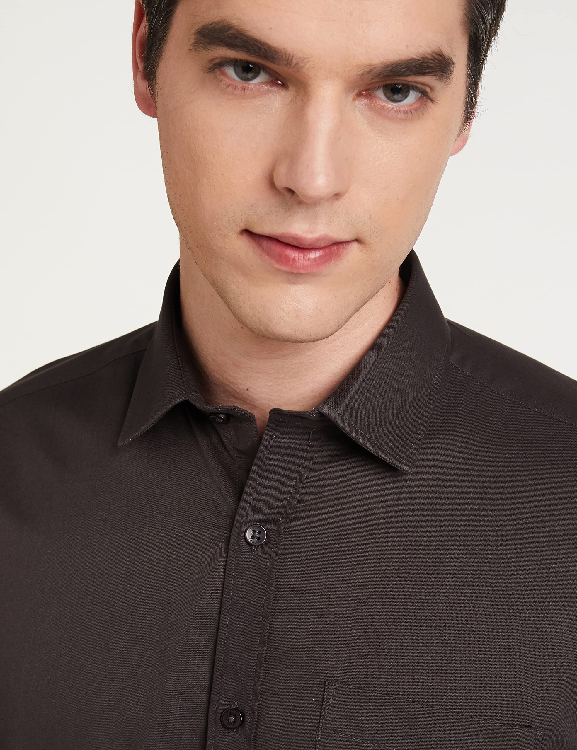 Symbol Men's Solid Cotton Formal Shirt | Plain | Full Sleeve - Regular Fit (Available in Plus Size) (D.Grey_39) - Image 7