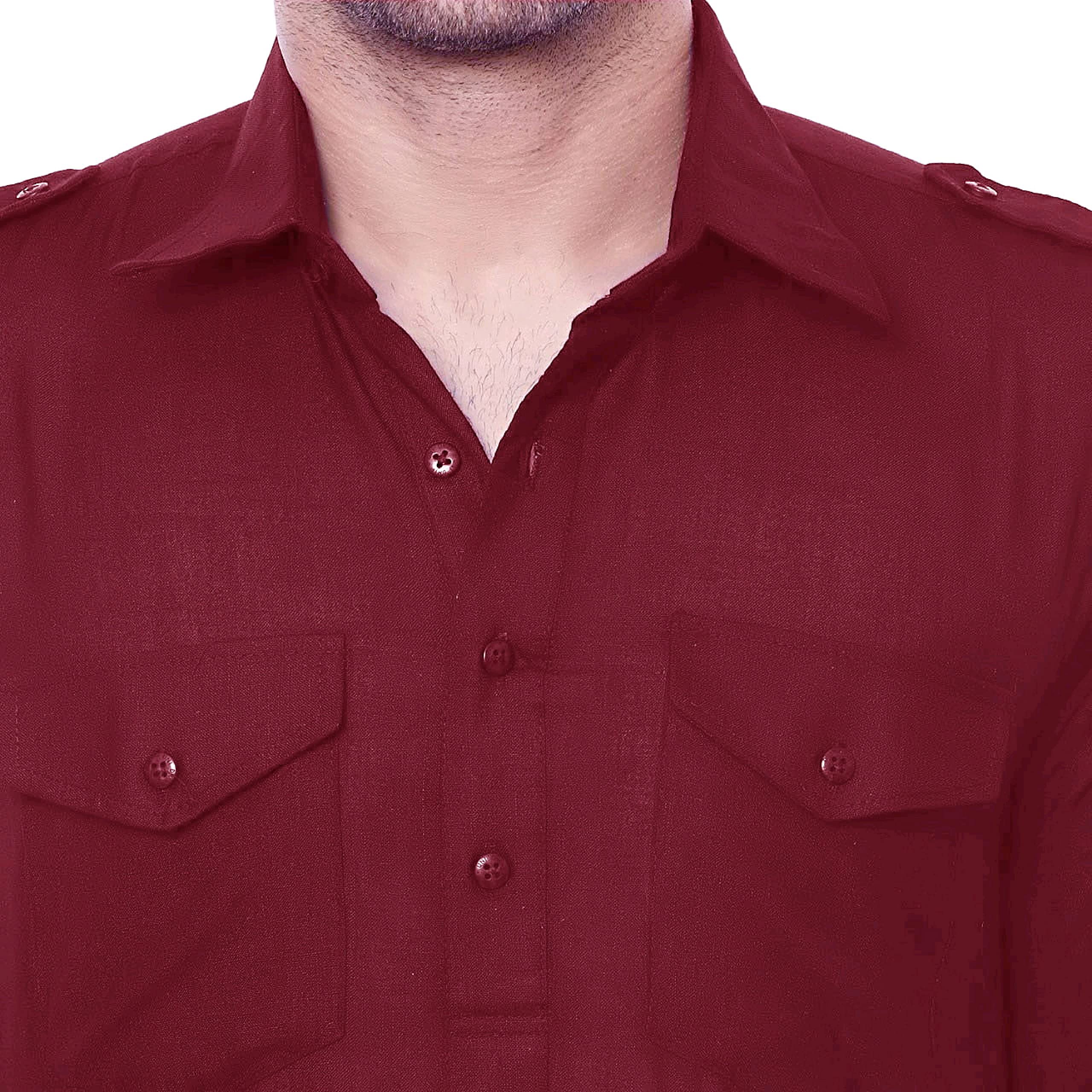 Trustous Pathani Suit Set Cotton for Mens (Kurta + Pyjama) (Maroon, Large), Printed - Image 2
