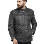 TEAKWOOD LEATHERS Men's Genuine Leather Regular Fit, Collared Neck Biker Jacket for Men (Black, S)