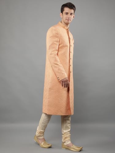 Manish Creations Men's Slim fit Thread work Embllished Sequined Sherwani Set - Image 4