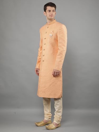 Manish Creations Men's Slim fit Thread work Embllished Sequined Sherwani Set - Image 3