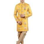 Manish Creations Men's Brocade Silk Blend Ethnic Sherwani Set