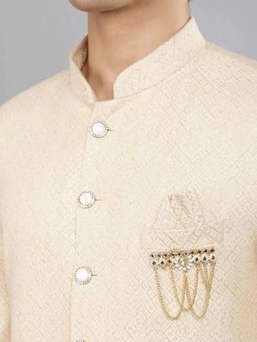 Manish Creations Men's Geomatric Embroidery Indowestern Sherwani Set - Image 3