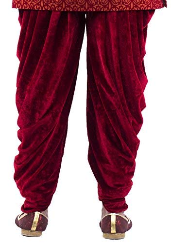 RAJ DESIGN STUDIO Men's Laser Cut Design Indowestern/Sherwani With Maroon velvet Harem - Image 5