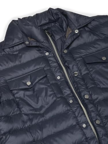 Woods Men’s Dark Navy Solid Shirt Collar Double-Layer Quilted Nylon Winter Coat with Front Button Closure, Zip-Up Inner Layer, Flap Pockets | M | Dnavy - Image 5