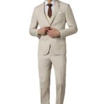Louis Philippe Men's PolyesterBlend Three Piece Suit-Dress Set (LPSUMSLFL90972_Beige