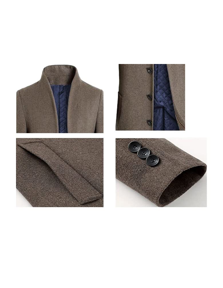 Lavnis Men's Trench Coat Long Wool Blend Slim Fit Jacket Overcoat Thicken Style Gary Medium - Image 4