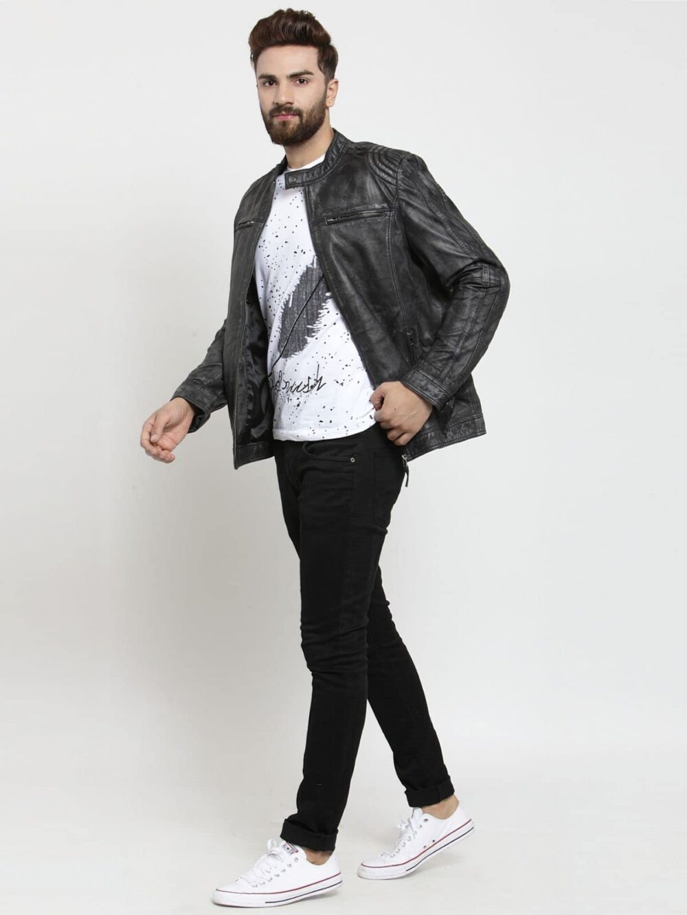 TEAKWOOD LEATHERS Men's Genuine Leather Regular Fit, Collared Neck Biker Jacket for Men (Black, S) - Image 4