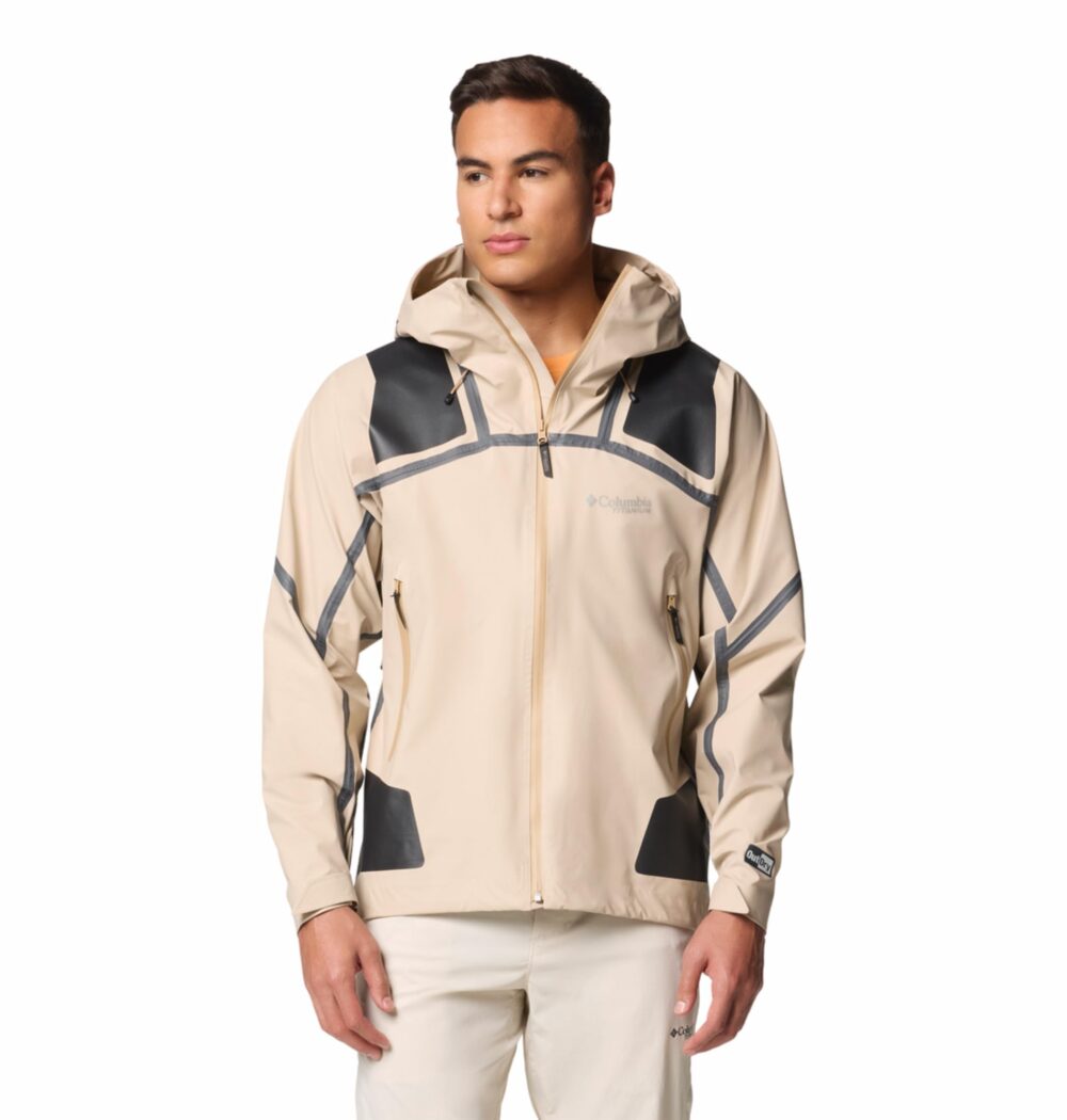 Columbia Men Brown Outdry Extreme Waterproof Whistler Peak Shell Rain Jacket, M