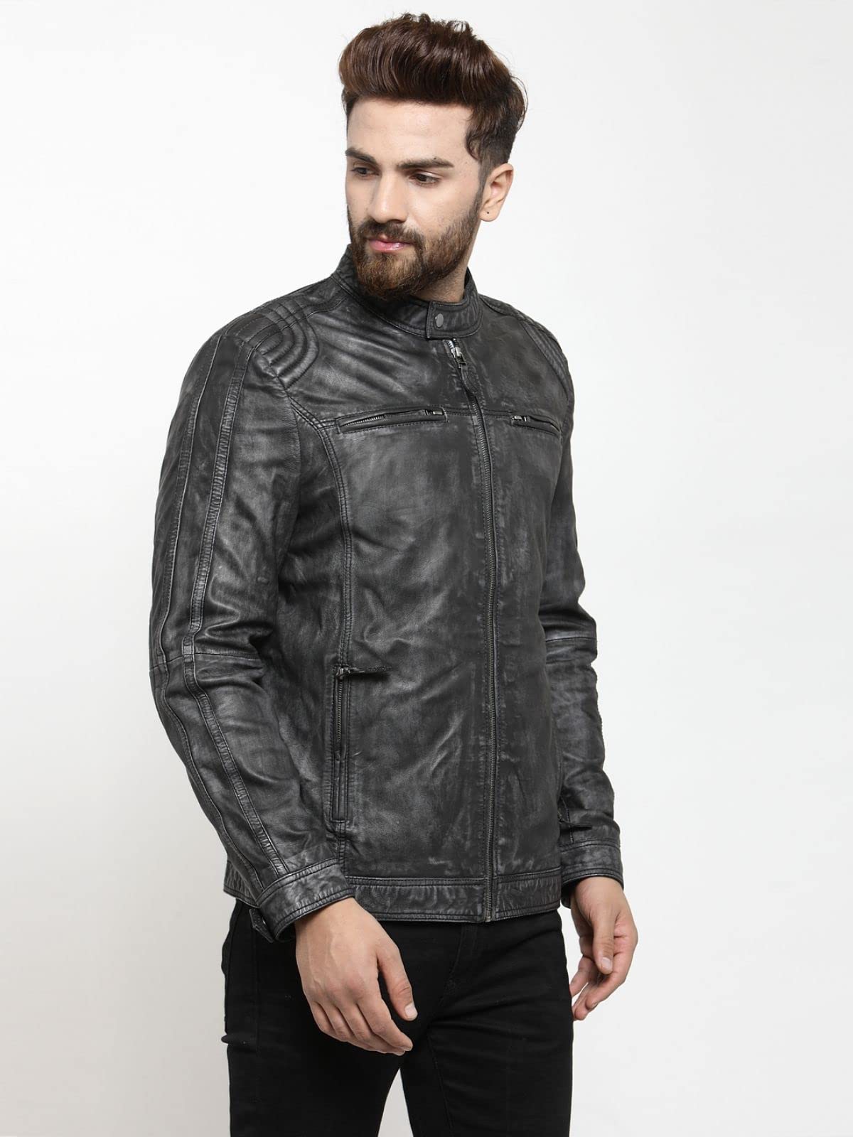 TEAKWOOD LEATHERS Men's Genuine Leather Regular Fit, Collared Neck Biker Jacket for Men (Black, S) - Image 7