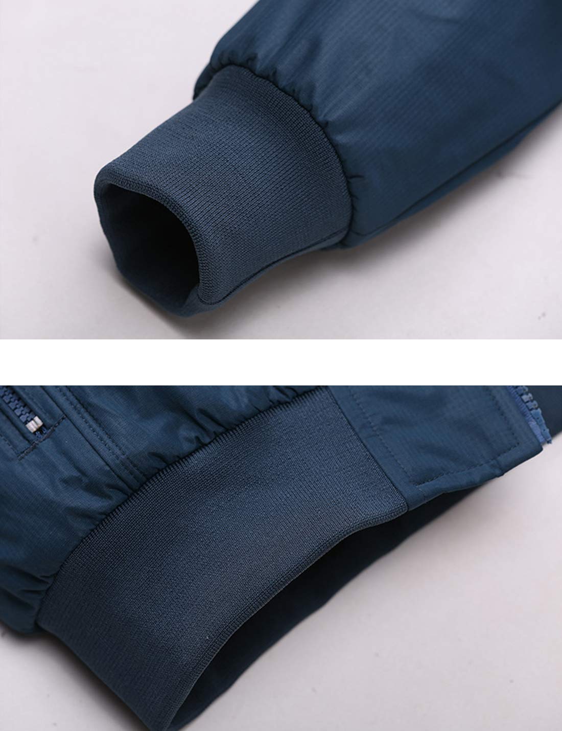 Locachy Men’s Casual Outdoor Active Lightweight Softshell Zipper Flight Bomber Jacket Coat Blue - Image 3