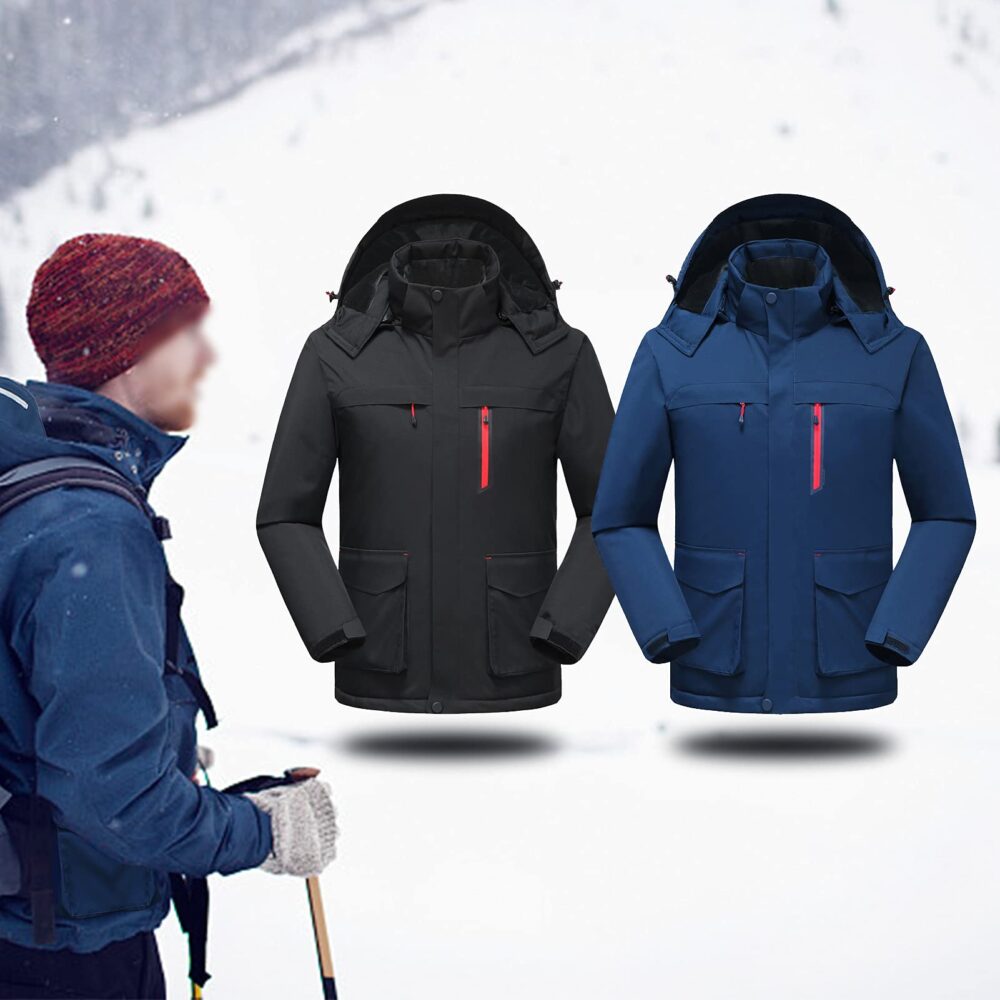 Men Heated Jacket with Detachable Hood Winter Warm Heating Jacket Coat Clothing Huaishu - Image 9