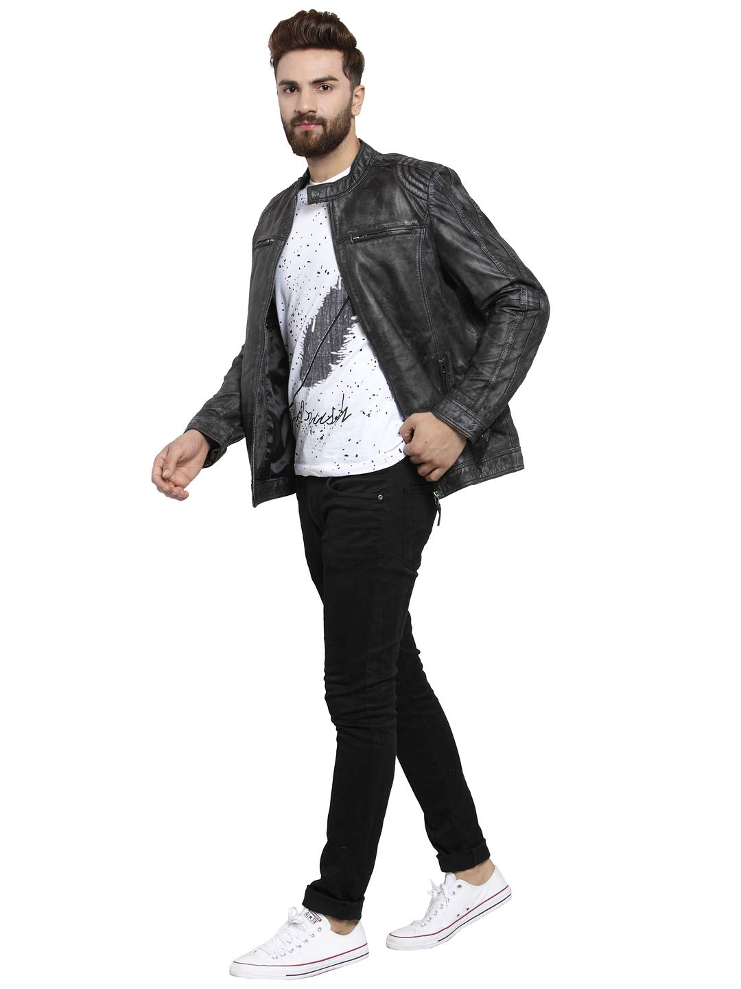 TEAKWOOD LEATHERS Men's Genuine Leather Regular Fit, Collared Neck Biker Jacket for Men (Black, S) - Image 3