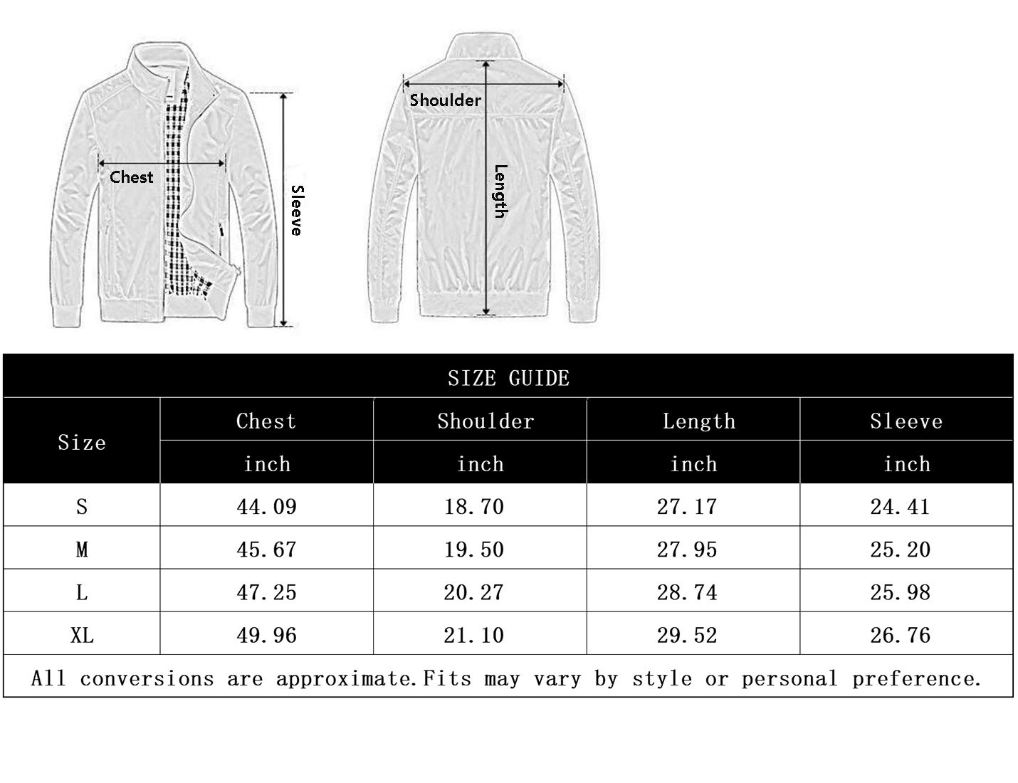Locachy Men’s Casual Outdoor Active Lightweight Softshell Zipper Flight Bomber Jacket Coat Blue - Image 2