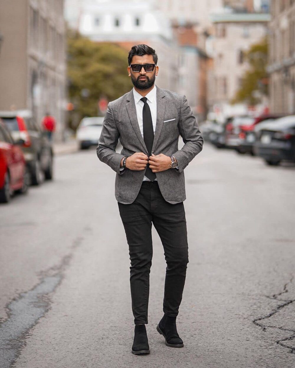Men's Blazer Jacket Casual Notch Lapel Sports Coats Blazer Dark Grey L - Image 8