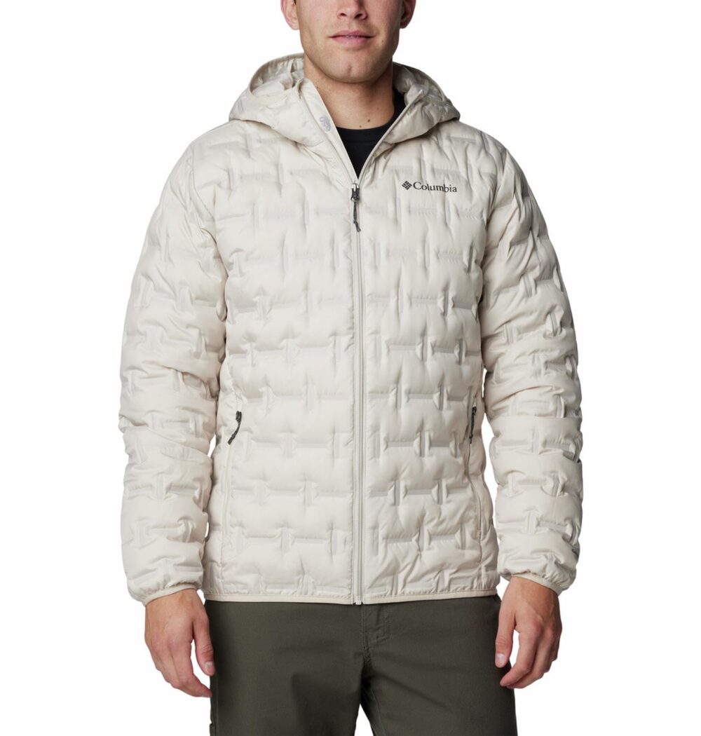 Columbia Men Beige Omni Heat Reflective Delta Ridge II Down Hooded Jacket, M