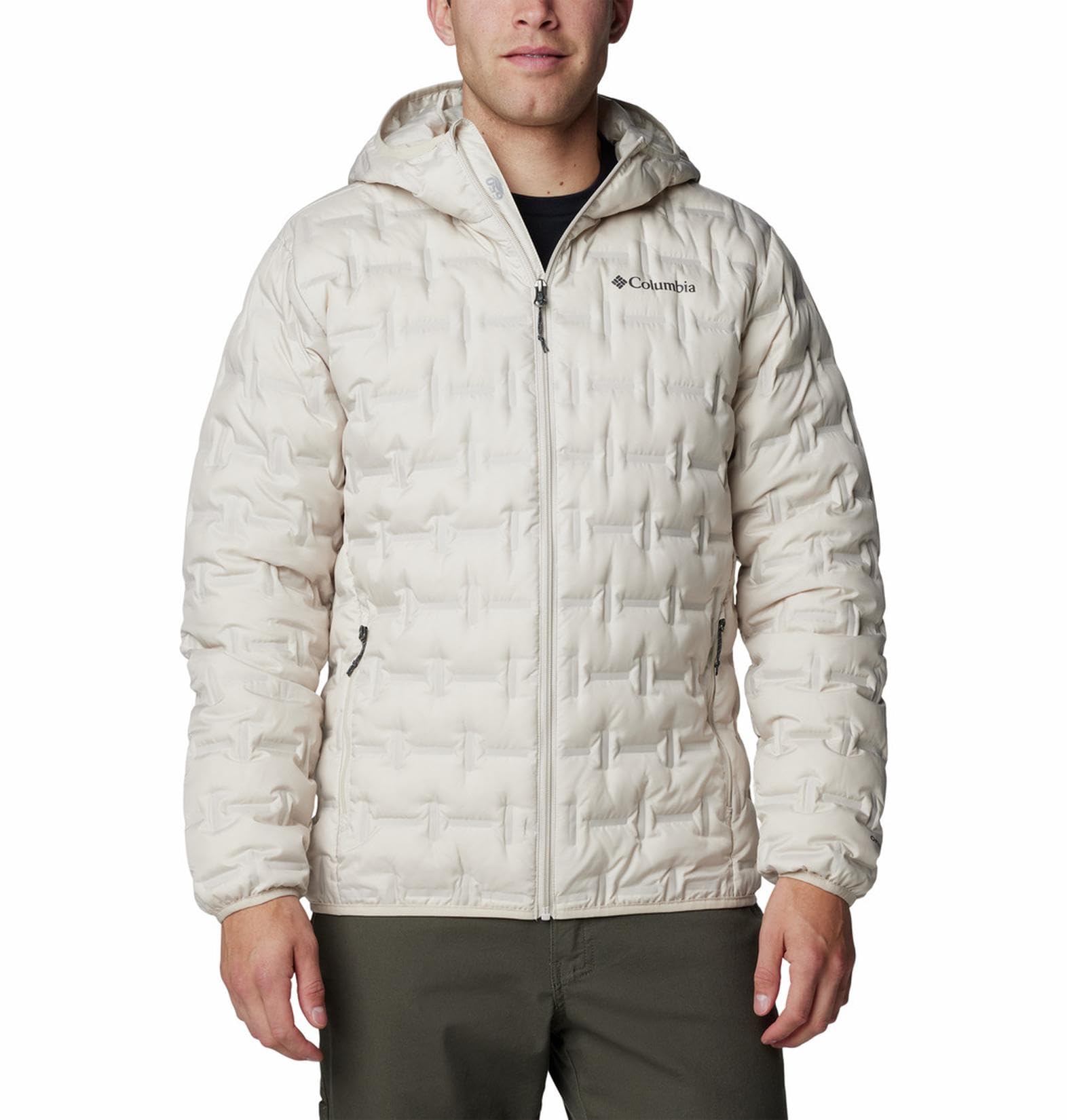 Columbia Men Beige Omni Heat Reflective Delta Ridge II Down Hooded Jacket, M