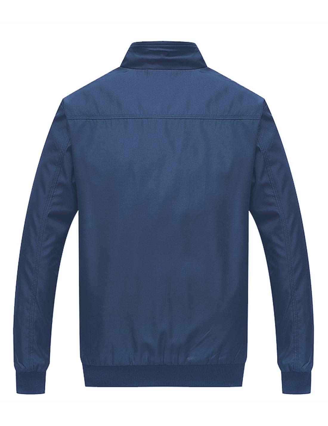 Locachy Men’s Casual Outdoor Active Lightweight Softshell Zipper Flight Bomber Jacket Coat Blue - Image 7