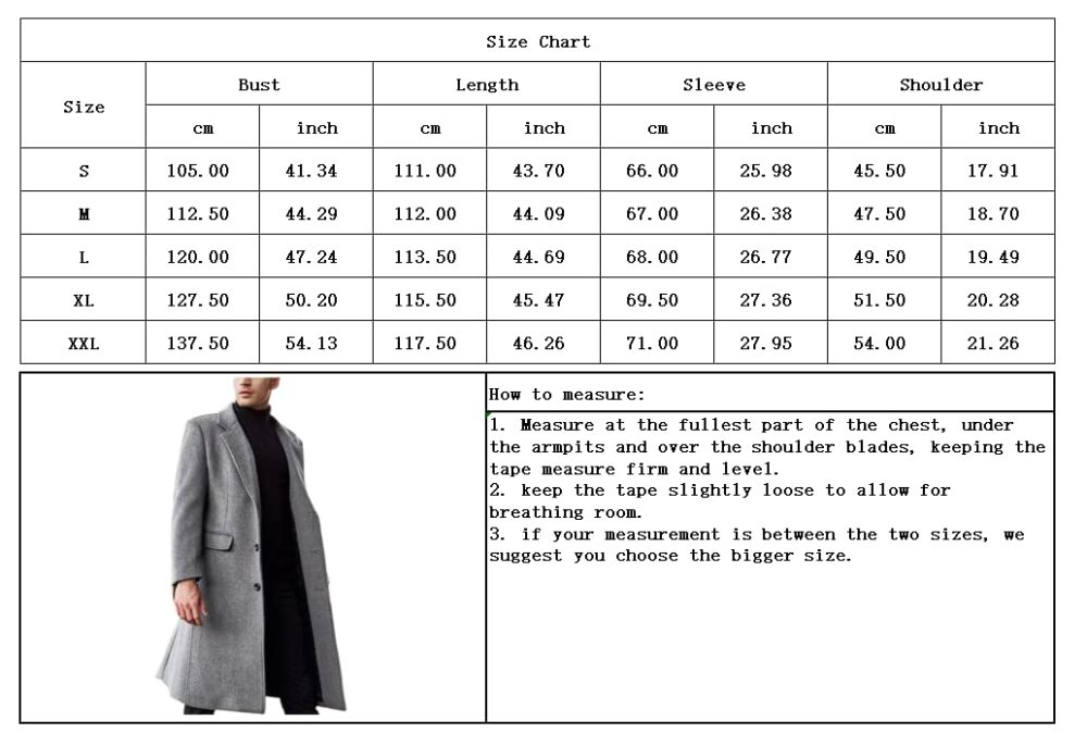 chouyatou Men's Fall Winter Office Single Breasted Long Dress Wool Coat Overcoat, Black, X-Large - Image 2
