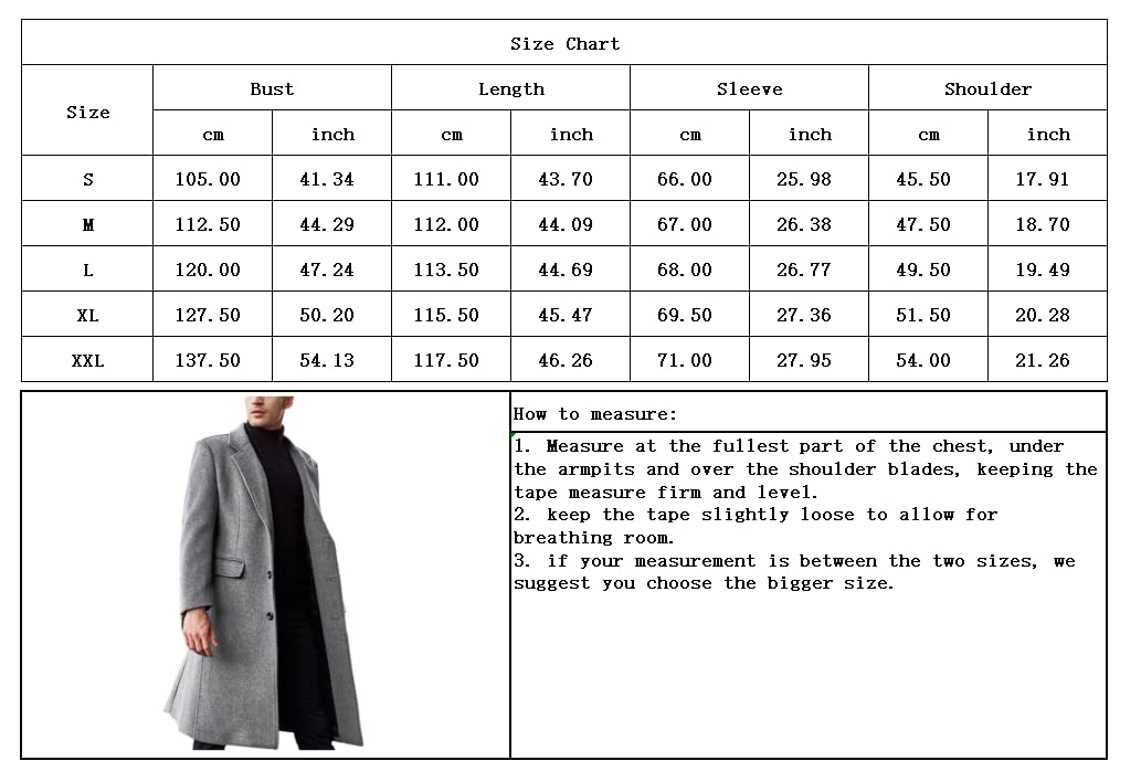 chouyatou Men's Fall Winter Office Single Breasted Long Dress Wool Coat Overcoat, Black, X-Large - Image 2