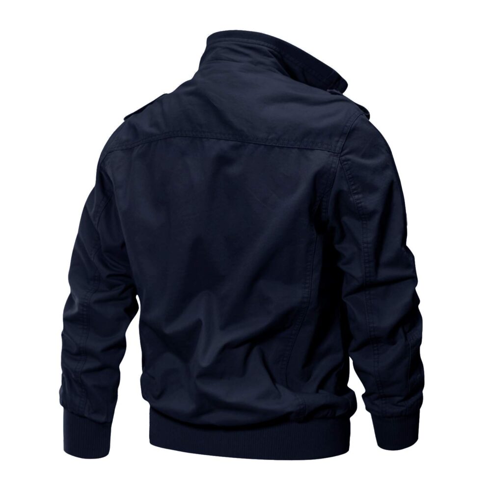 CRYSULLY Men's Spring Fall Windproof Air Force Coat Cargo Cotton Utility Military Standard Length Jacket Navy Blue,X-Large - Image 4