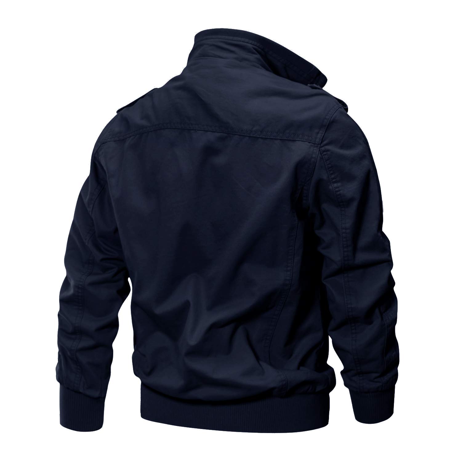 CRYSULLY Men's Spring Fall Windproof Air Force Coat Cargo Cotton Utility Military Standard Length Jacket Navy Blue,X-Large - Image 4