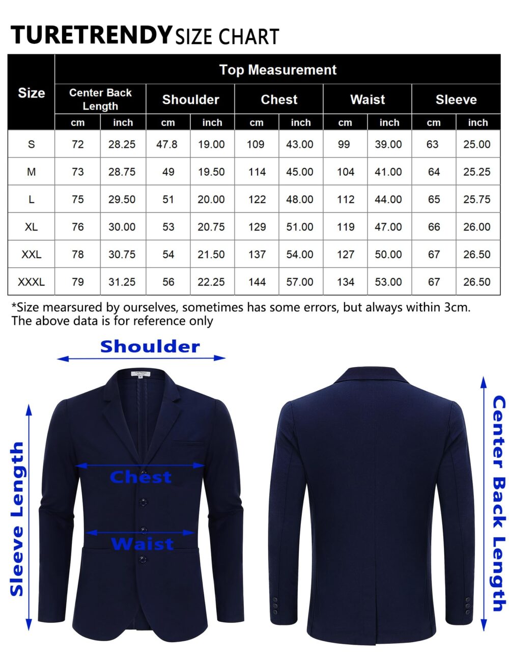 TURETRENDY Men's Casual Coat Lightweight Linen Blazer Regular Fit Sport Jackets Four Buttons Daily Suits, Dark Blue, Large - Image 2