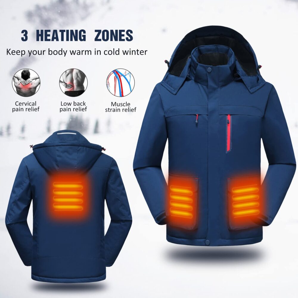 Men Heated Jacket with Detachable Hood Winter Warm Heating Jacket Coat Clothing Huaishu - Image 6