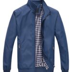 Locachy Men’s Casual Outdoor Active Lightweight Softshell Zipper Flight Bomber Jacket Coat Blue