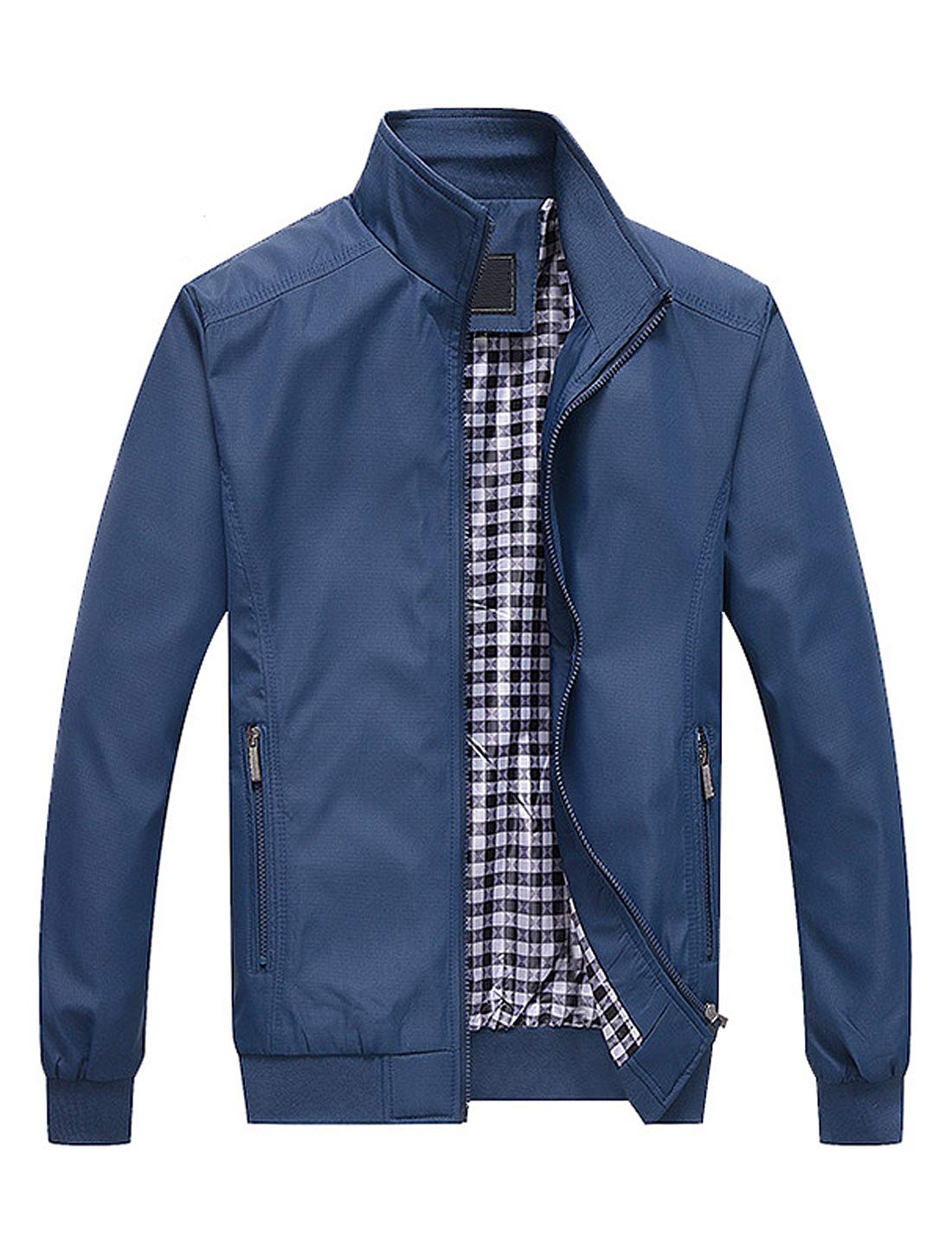 Locachy Men’s Casual Outdoor Active Lightweight Softshell Zipper Flight Bomber Jacket Coat Blue