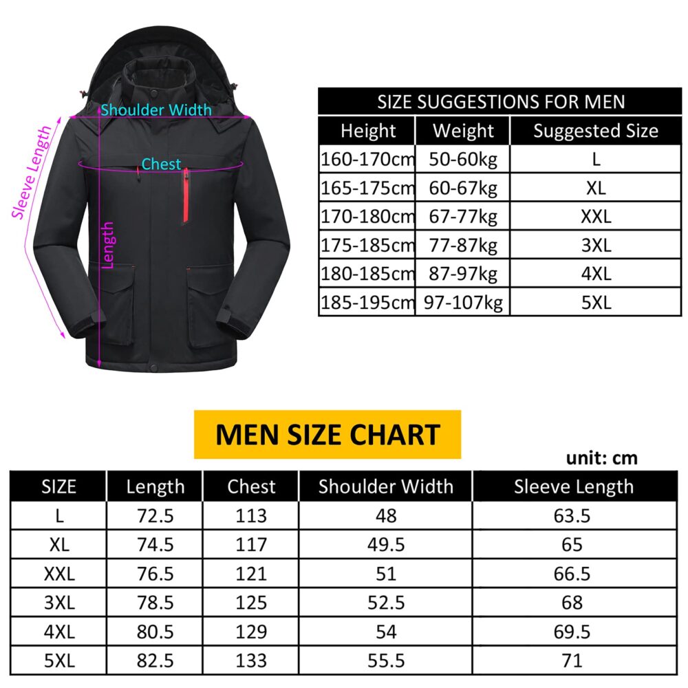 Men Heated Jacket with Detachable Hood Winter Warm Heating Jacket Coat Clothing Huaishu - Image 8