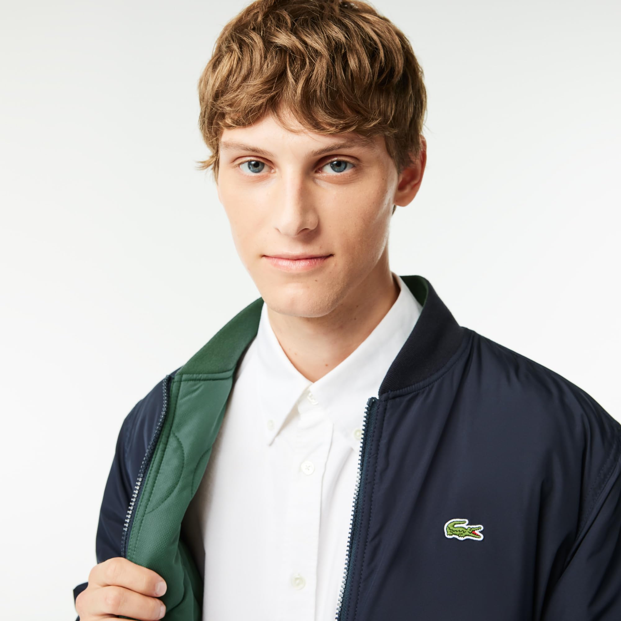 Lacoste Men's Wrap Coat (BH0550MI7_Navy Blue/Dark Green_M) - Image 10