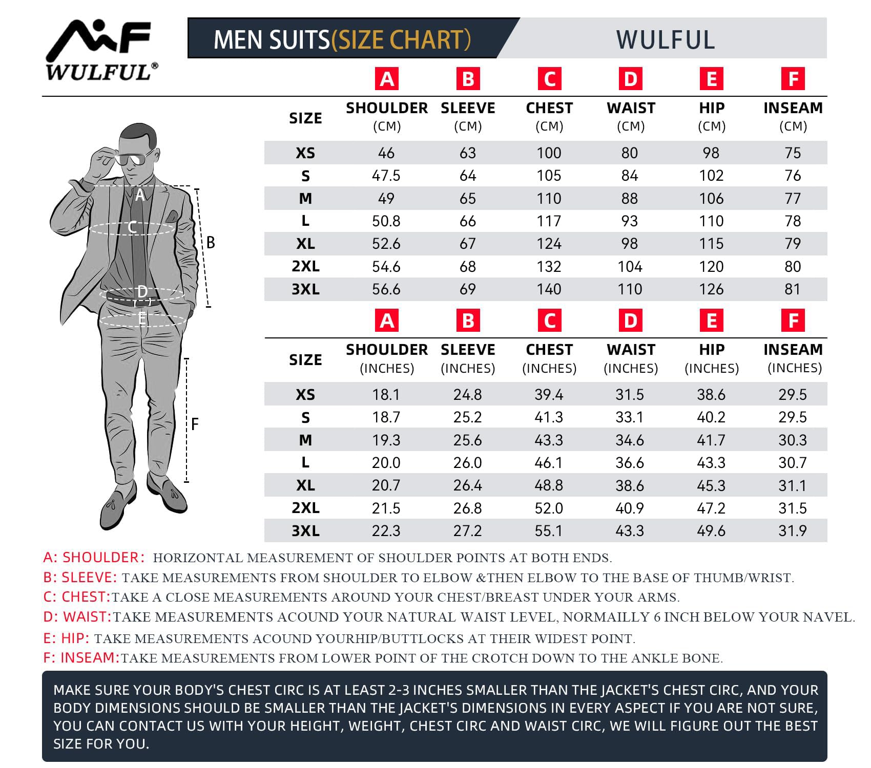 WULFUL Men’s Slim Fit Suit One Button 3-Piece Blazer Dress Business Wedding Party Jacket Vest & Pant, Dark Grey, Medium - Image 4