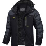 MAGCOMSEN Men's Winter Coats Waterproof Ski Snow Jacket Warm Fleece Jacket Parka Raincoats with Multi-Pockets, Grey, Large