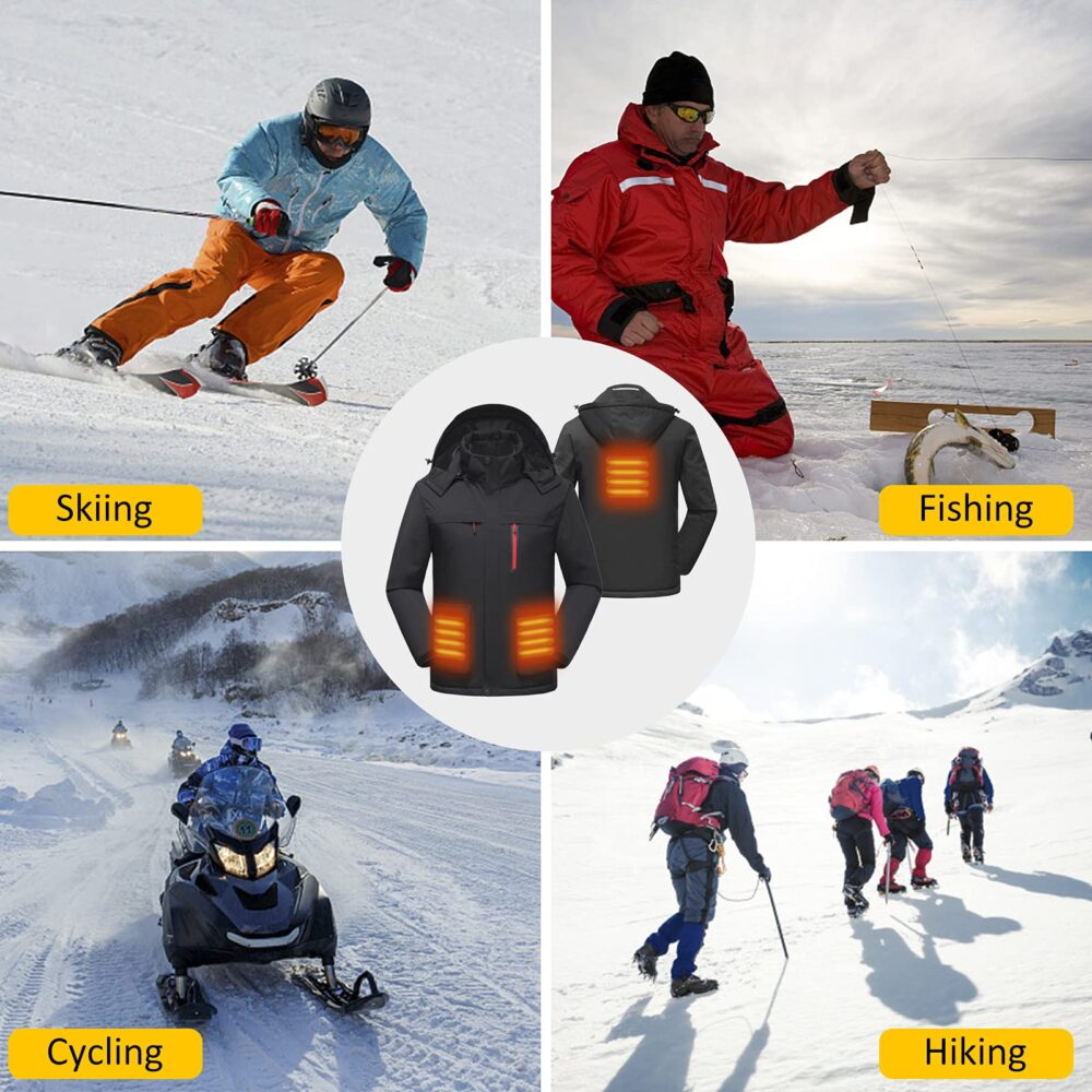Men Heated Jacket with Detachable Hood Winter Warm Heating Jacket Coat Clothing Huaishu - Image 5