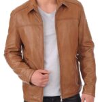 Luis Leather Men's Brown Solid Biker Jacket