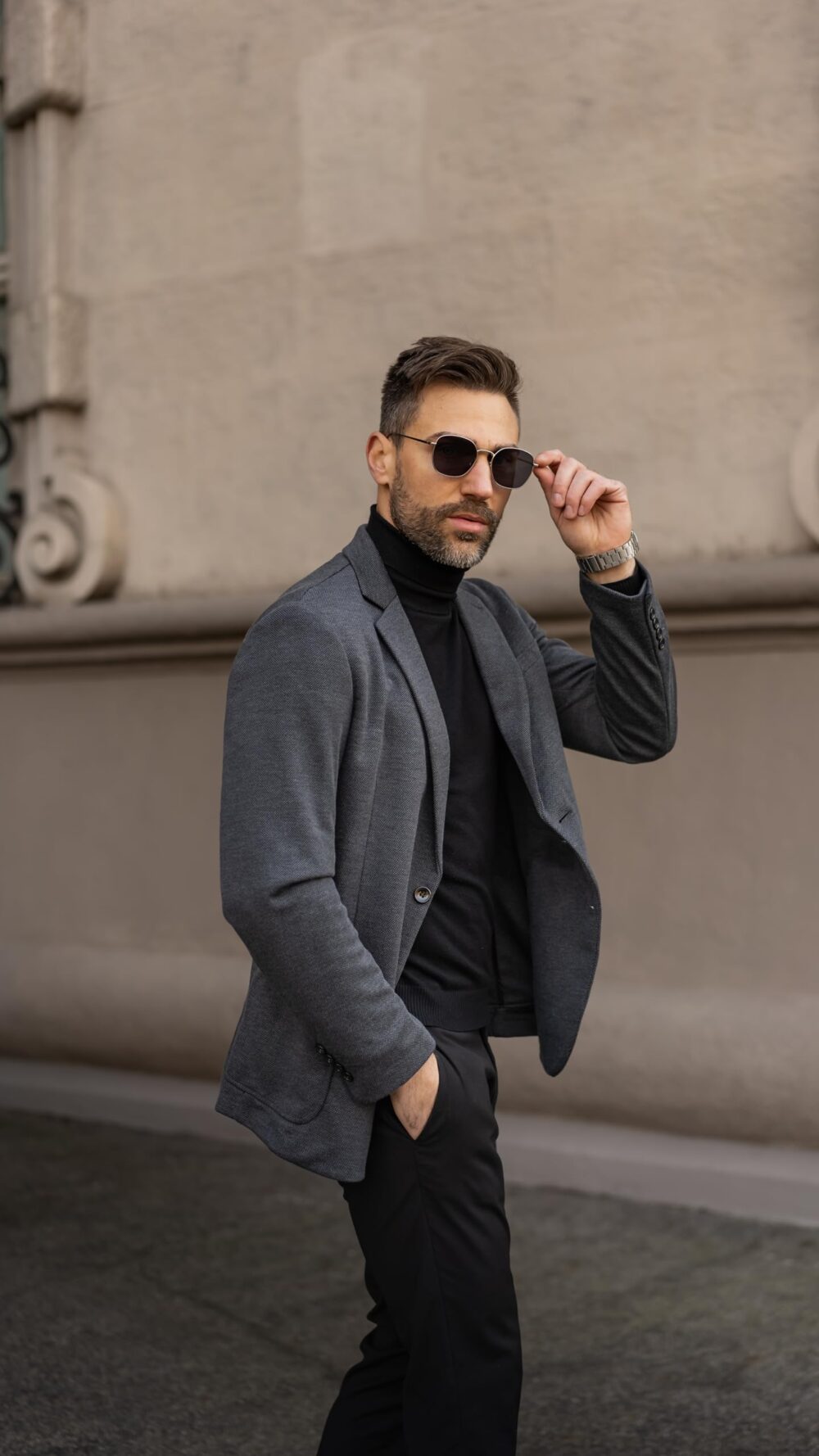 Mens Casual Knit Blazer Suit Jackets Slim Fit Two Button Sport Coats Dark Grey M - Image 5