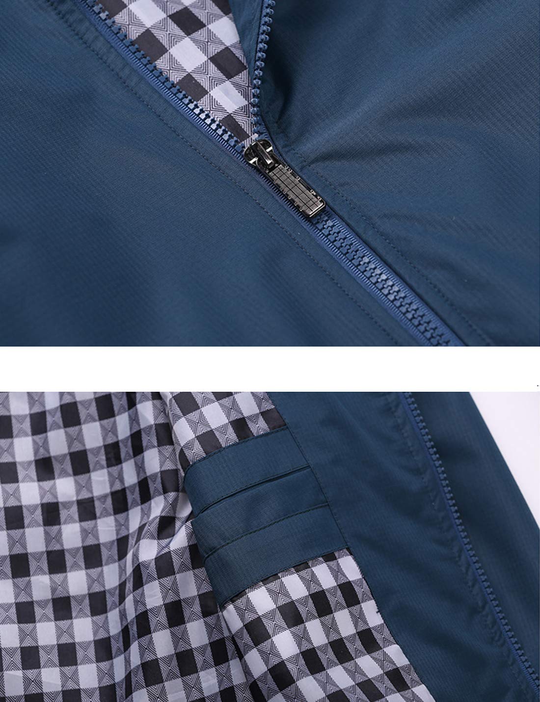 Locachy Men’s Casual Outdoor Active Lightweight Softshell Zipper Flight Bomber Jacket Coat Blue - Image 4