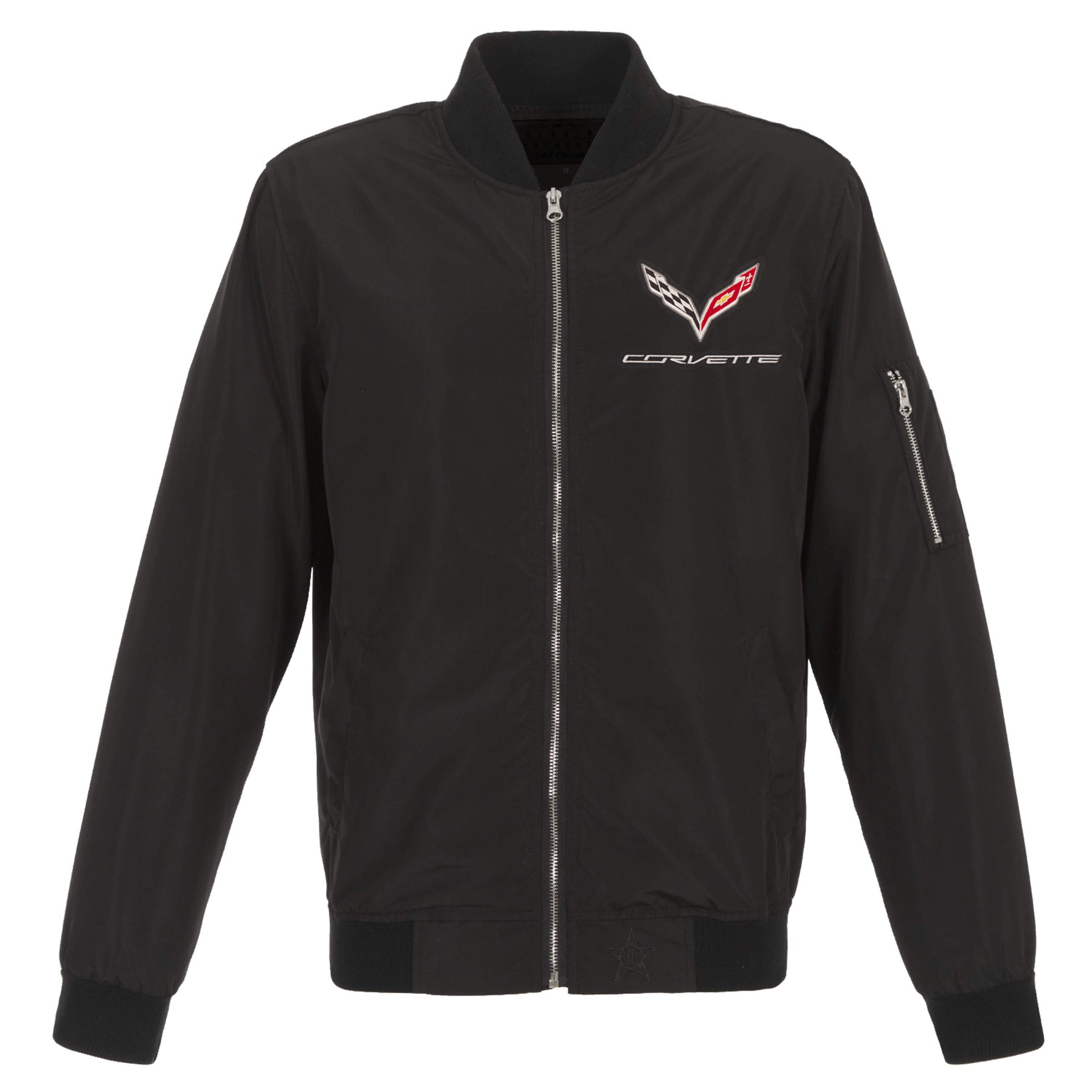 Jh Design Men's Chevy Corvette Jacket Lightweight Zip-Up Nylon Coat (X-Large, Black)